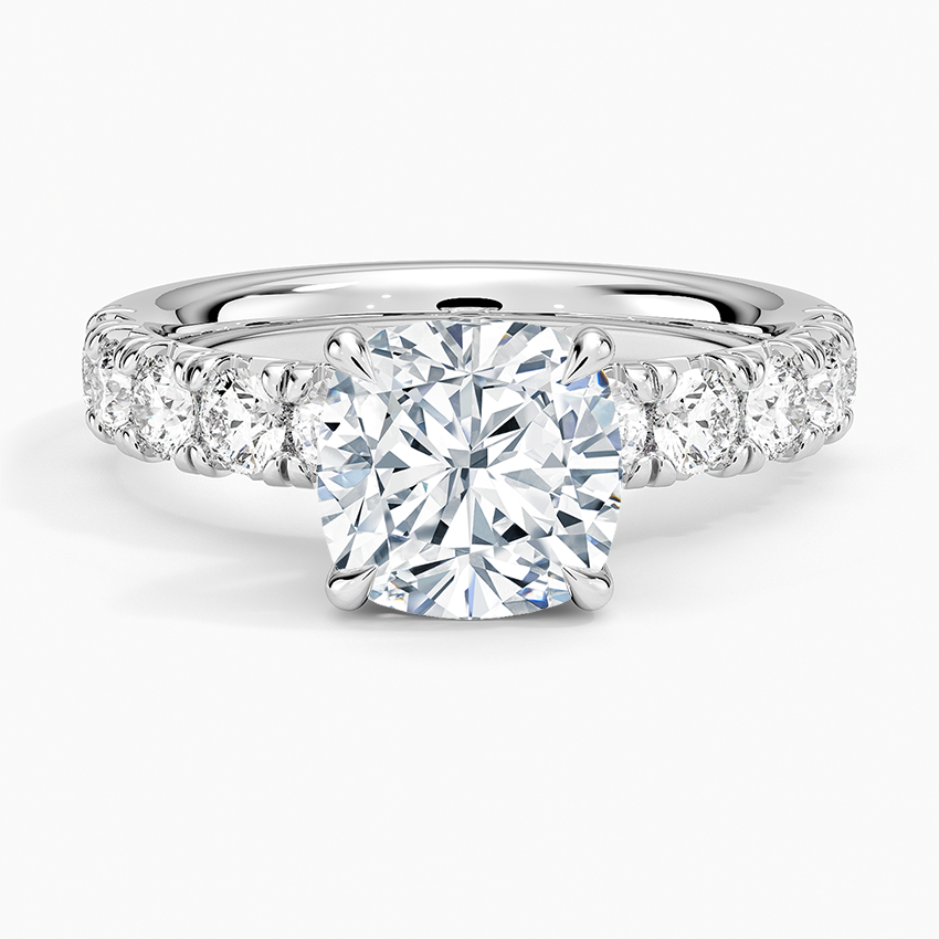 Ellora Half Coverage Diamond Ring - Cushion Cut Center Stone