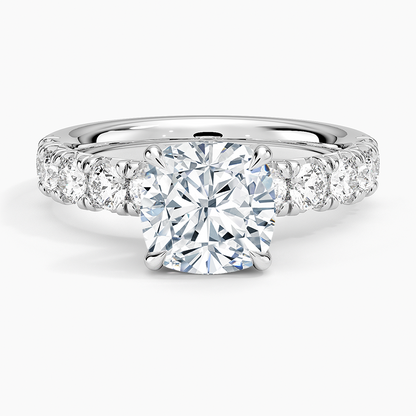 Ellora Half Coverage Diamond Ring - Cushion Cut Center Stone