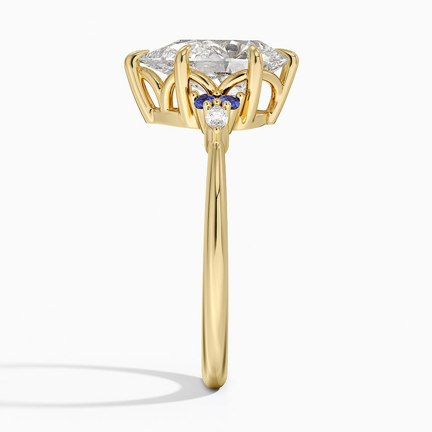 Nadia Sapphire and Diamond Ring - Pear Cut Center Stone