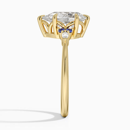 Nadia Sapphire and Diamond Ring - Pear Cut Center Stone