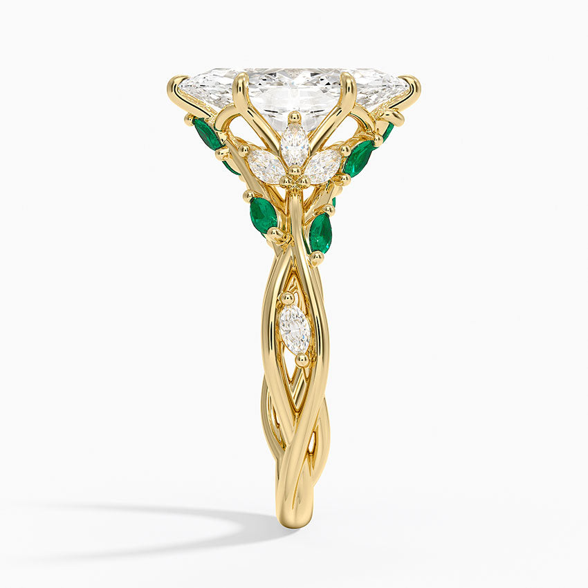 Secret Garden Lab Emerald and Diamond Ring (1/4 ct. tw.) - Marquise Cut Center Stone