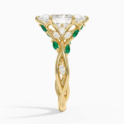 Secret Garden Lab Emerald and Diamond Ring (1/4 ct. tw.) - Marquise Cut Center Stone