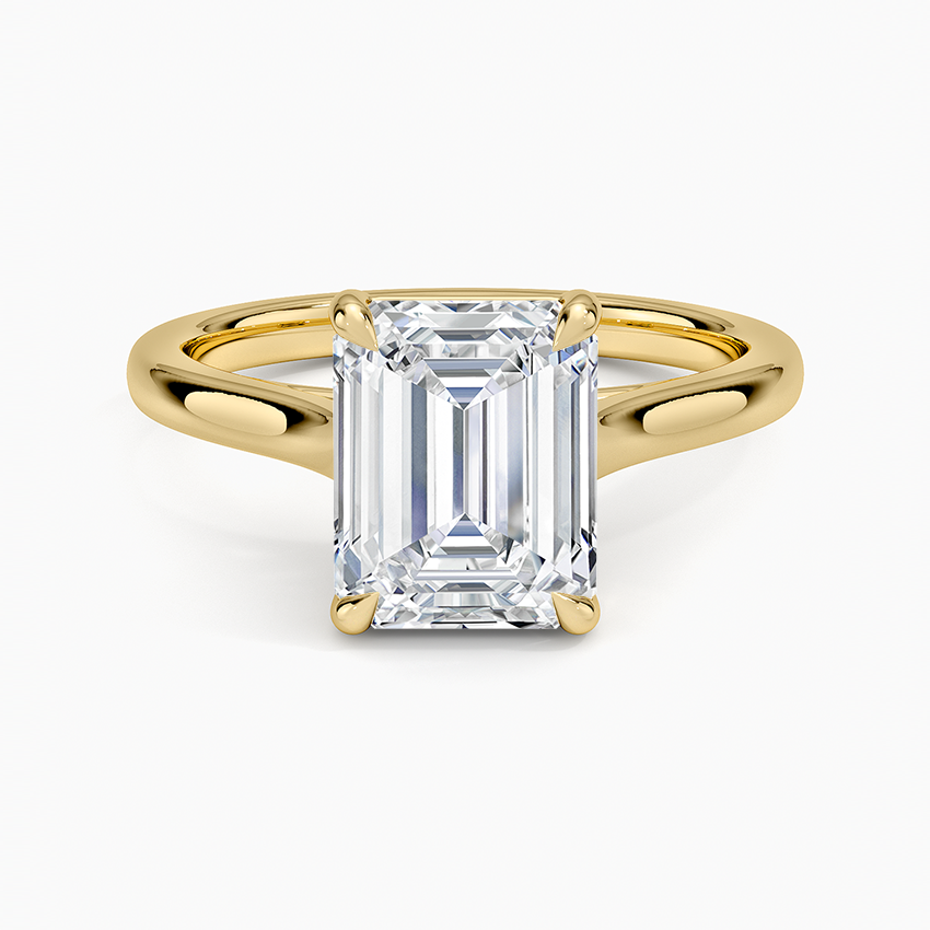 2mm Provence Solitaire Ring - Emerald Cut Center Stone