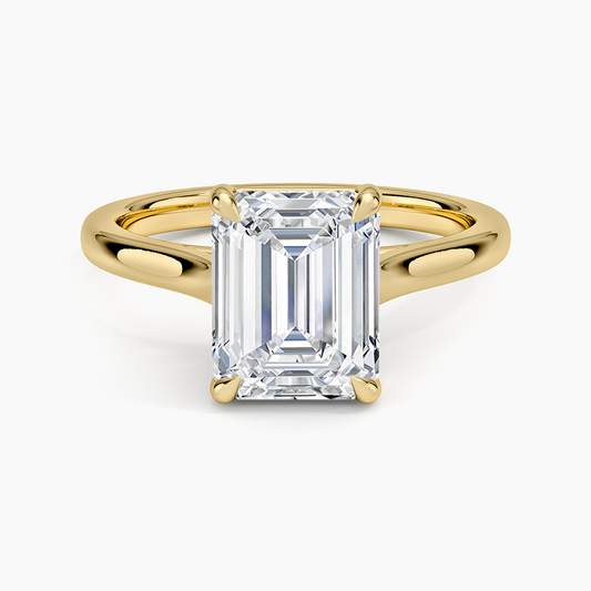 2mm Provence Solitaire Ring - Emerald Cut Center Stone