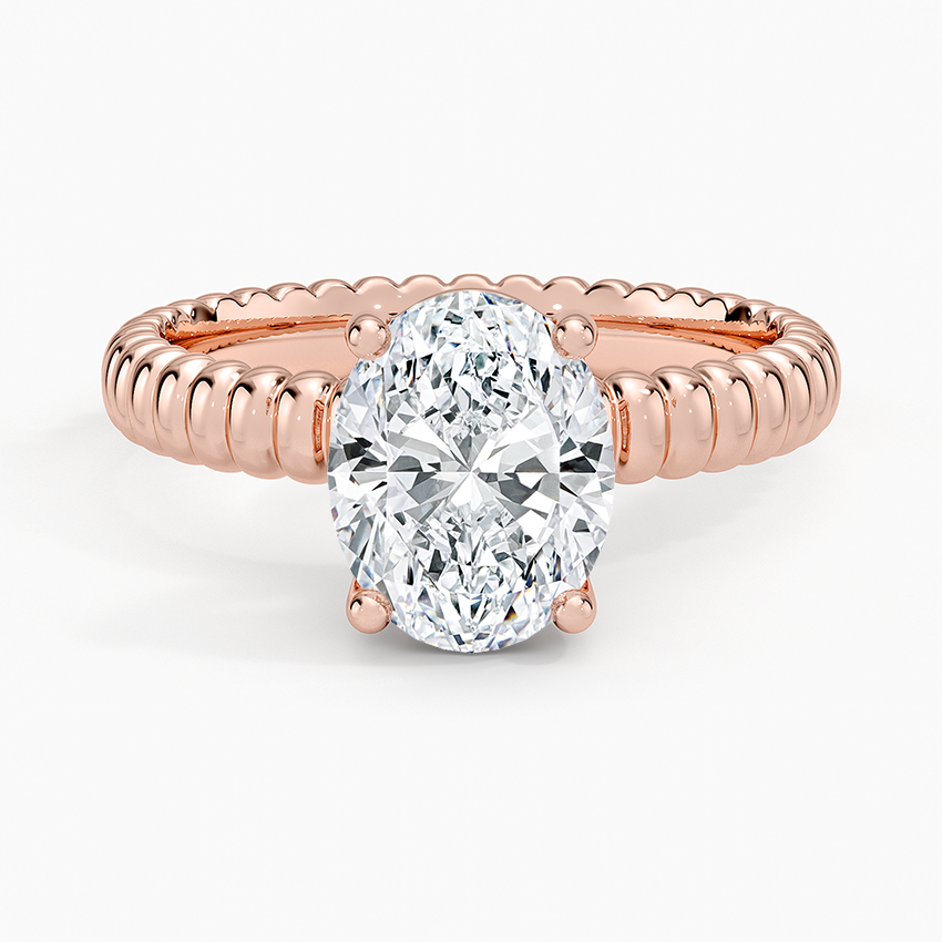 Petra Textured Solitaire Ring - Oval Center Stone