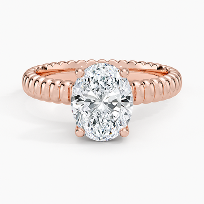 Petra Textured Solitaire Ring - Oval Center Stone