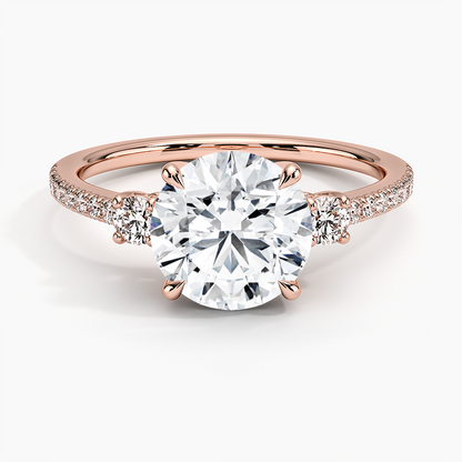 Lyra Three Stone Diamond Ring (1/4 ct. tw.) - Round Center Stone