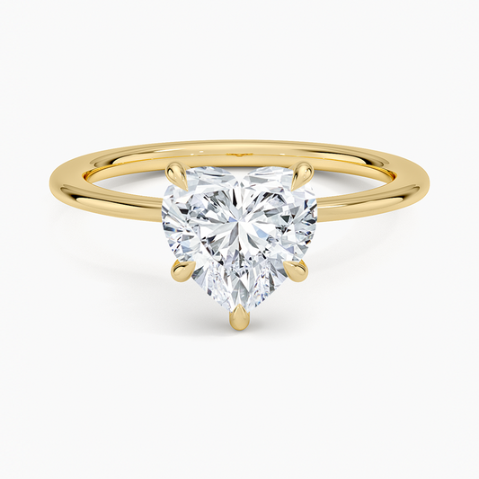 Petite Secret Halo Diamond Ring - Heart Center Stone