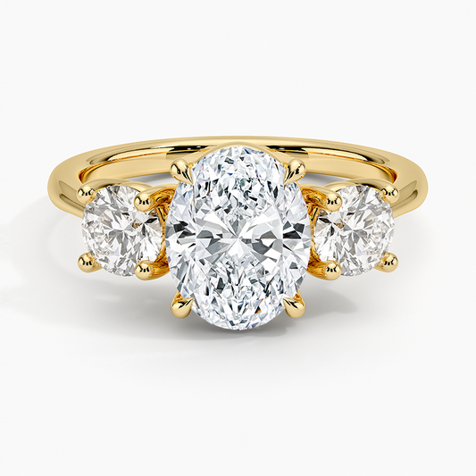 Luxe Selene Three Stone Diamond Ring (2/3 ct. tw.) - Oval Center Stone