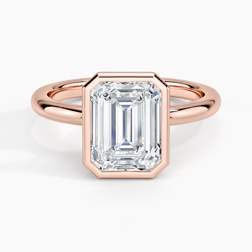 Julietta Bezel Solitaire Ring - Emerald Cut Center Stone