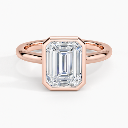 Julietta Bezel Solitaire Ring - Emerald Cut Center Stone