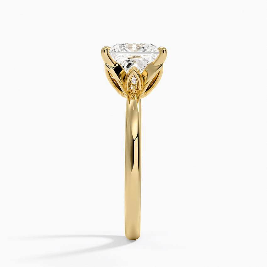 Petal 2mm Solitaire Ring - Princess Cut Center Stone