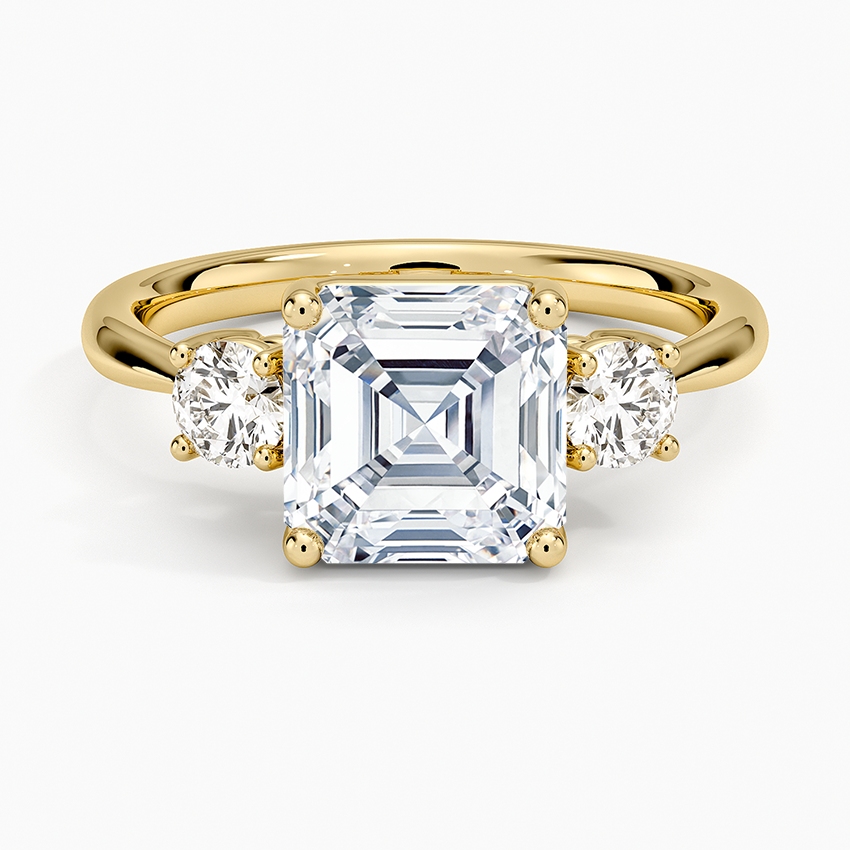 Selene Three Stone Diamond Ring (1/3 ct. tw.) - Asscher Cut Center Stone