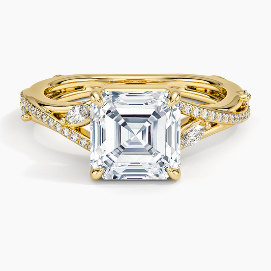 Begonia Vine Diamond Ring (1/4 ct. tw.) - Asscher Cut Center Stone
