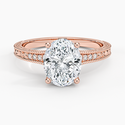 Hudson Engraved Diamond Ring - Oval Center Stone