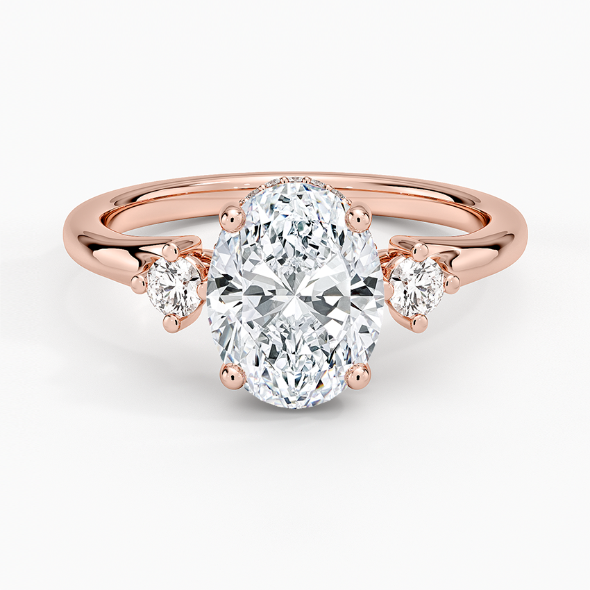 Floating Three Stone Diamond Ring - Oval Center Stone