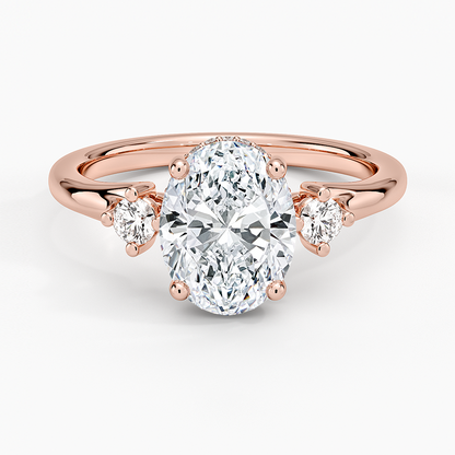 Floating Three Stone Diamond Ring - Oval Center Stone