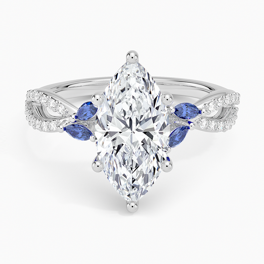 Luxe Willow Sapphire and Diamond Ring (1/8 ct. tw.) - Marquise Center Stone