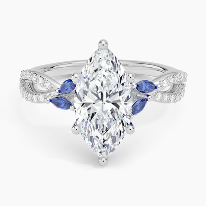 Luxe Willow Sapphire and Diamond Ring (1/8 ct. tw.) - Marquise Center Stone