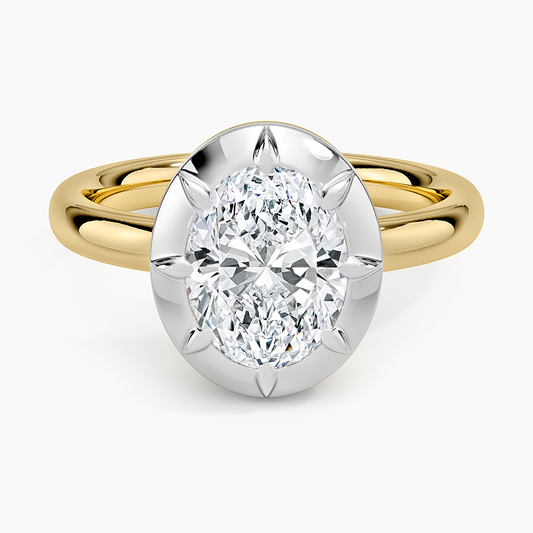 Harper Mixed Metal Solitaire Ring - Oval Center Stone