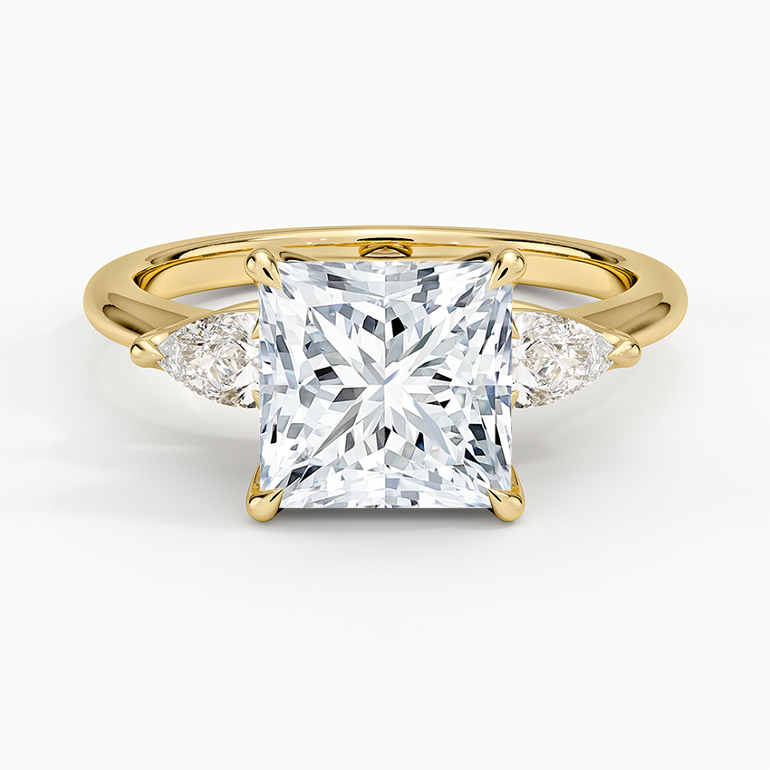 Fleur Three Stone Diamond Ring - Princess Cut Center Stone