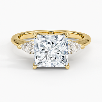 Fleur Three Stone Diamond Ring - Princess Cut Center Stone