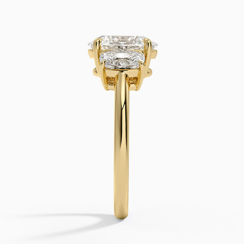 Luxe Faye Elongated Cushion Three Stone Diamond Ring (1 ct. tw.) - Oval Cut Center Stone