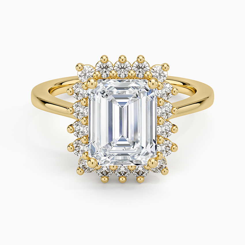 Sunburst Halo Diamond Ring (1/4 ct. tw.) - Emerald Cut Center Stone