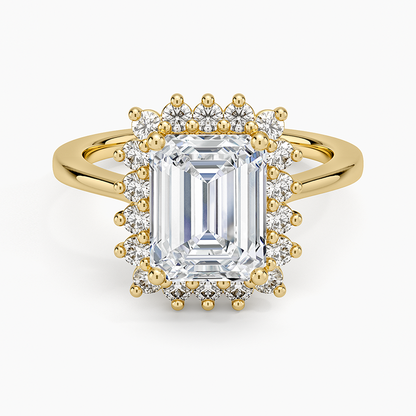 Sunburst Halo Diamond Ring (1/4 ct. tw.) - Emerald Cut Center Stone