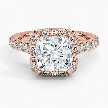 Sienna Halo Half Coverage Diamond Ring (2/3 ct. tw.) - Princess Cut Center Stone