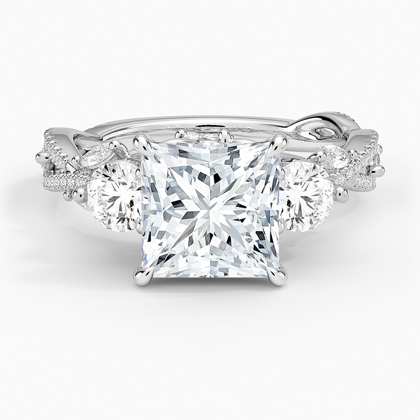 Luxe Secret Garden Three Stone Diamond Ring (1 ct. tw.) - Princess Cut Center Stone