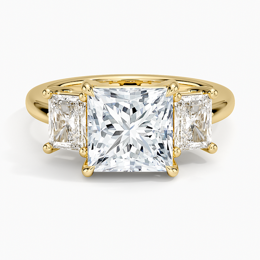 Luxe Helena Radiant-Cut Three Stone Diamond Ring - Princess Cut Center Stone