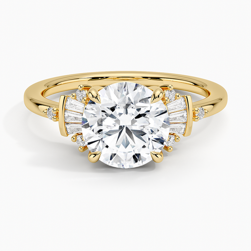Daphne Art Deco Ring (1/8 ct. tw.) - Round Cut Center Stone
