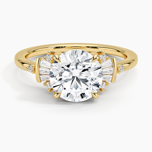 Daphne Art Deco Ring (1/8 ct. tw.) - Round Cut Center Stone