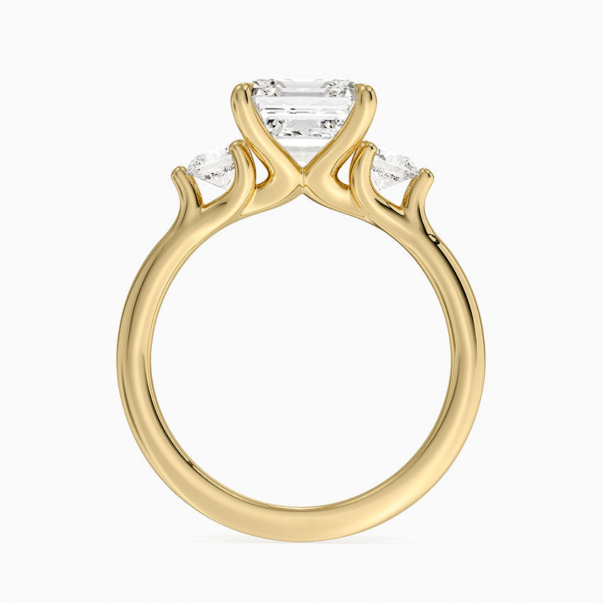 Freesia Three Stone Diamond Ring (1/3 ct. tw.) - Asscher Cut Center Stone