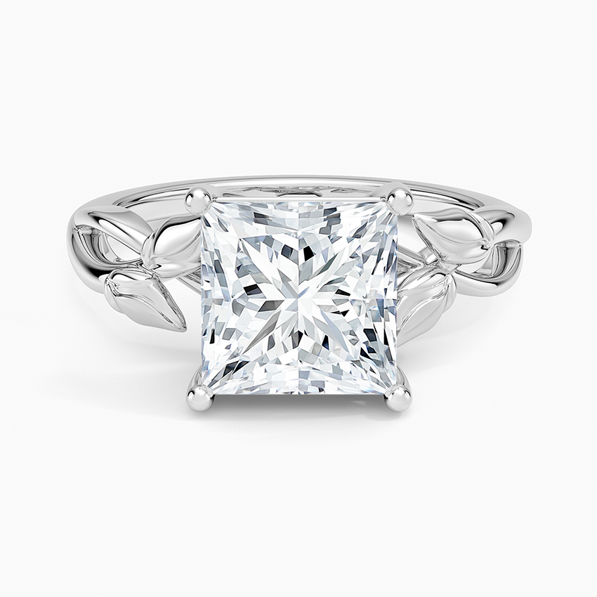 Budding Willow Solitaire Ring - Princess Cut Center Stone