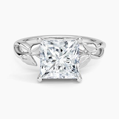 Budding Willow Solitaire Ring - Princess Cut Center Stone