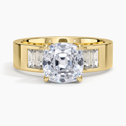 Peyton 5mm Channel-Set Diamond Ring - Old Mine Cut Center Stone