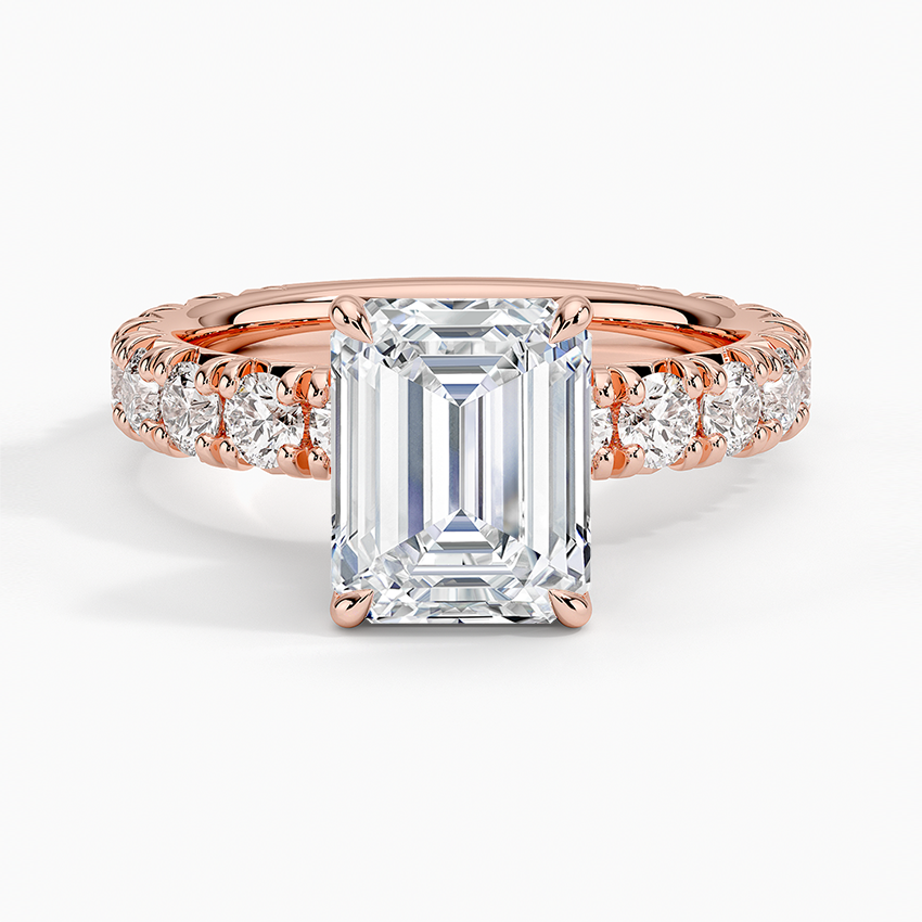Ellora Three-Quarter Coverage Diamond Ring - Emerald Cut Center Stone