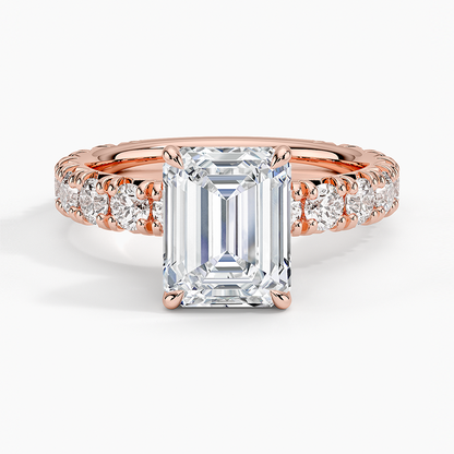 Ellora Three-Quarter Coverage Diamond Ring - Emerald Cut Center Stone