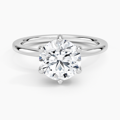 Sydney Perfect Fit Hidden Halo Six-Prong Diamond Ring - Round Center Stone