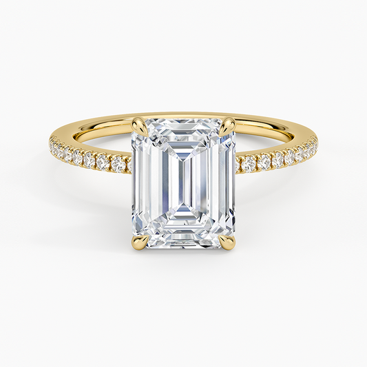 Demi Half Coverage Diamond Ring (1/5 ct. tw.) - Emerald Cut Center Stone