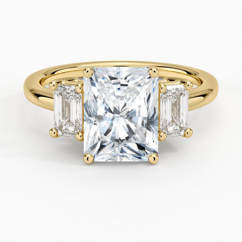 Luxe Rhiannon Three Stone Diamond Ring (3/4 ct. tw.) - Radiant Cut Center Stone