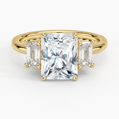 Luxe Rhiannon Three Stone Diamond Ring (3/4 ct. tw.) - Radiant Cut Center Stone