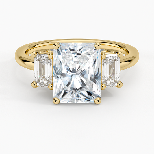 Luxe Rhiannon Three Stone Diamond Ring (3/4 ct. tw.) - Radiant Cut Center Stone