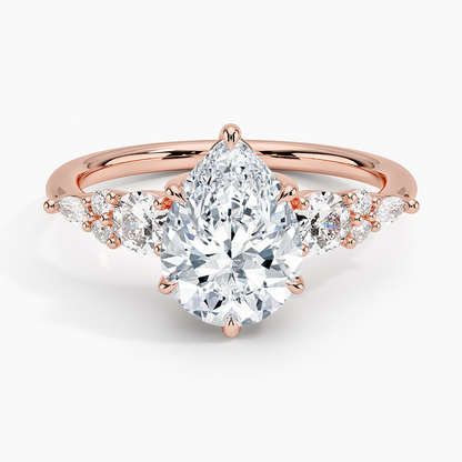 Nadia Three Stone Diamond Ring - Pear Center Stone
