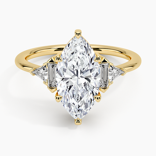 Edie Art Deco Diamond Ring (1/4 ct. tw.) - Marquise Center Stone