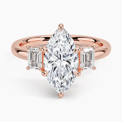 Rhiannon Emerald Cut Three Stone Diamond Ring (1/2 ct. tw.) - Marquise Center Stone