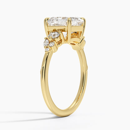 Camellia Three Stone Diamond Ring (1/3 ct. tw.) - Asscher Cut Center Stone