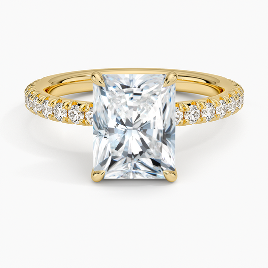 Amelie Three-Quarter Coverage Diamond Ring - Radiant Cut Center Stone